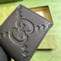Gucci Unisex Jumbo GG Wallet Black Leather Moiré Lining (3)
