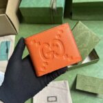 Gucci Unisex Jumbo GG Wallet Orange Leather Moiré Lining – Bild 2