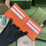 Gucci Unisex Jumbo GG Wallet Orange Leather Moiré Lining – Bild 7