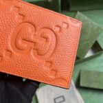 Gucci Unisex Jumbo GG Wallet Orange Leather Moiré Lining – Bild 4
