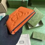 Gucci Unisex Jumbo GG Wallet Orange Leather Moiré Lining – Bild 5