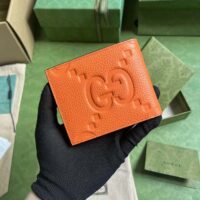Gucci Unisex Jumbo GG Wallet Orange Leather Moiré Lining (9)