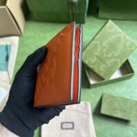 Gucci Unisex Jumbo GG Wallet Orange Leather Moiré Lining (9)