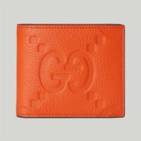 Gucci Unisex Jumbo GG Wallet Orange Leather Moiré Lining (9)