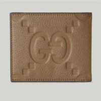 Gucci Unisex Jumbo GG Wallet Taupe Leather Moiré Lining (10)