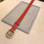 Gucci Unisex Leather Belt Pearl Double G Red 3.8 CM Width – Bild 5