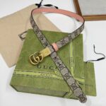 Gucci Unisex Marmont Reversible Thin Belt Beige Ebony GG Supreme Canvas - Image 2