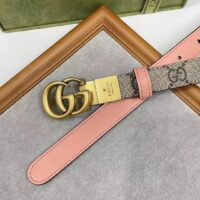 Gucci Unisex Marmont Reversible Thin Belt Beige Ebony GG Supreme Canvas (6)