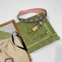 Gucci Unisex Marmont Reversible Thin Belt Beige Ebony GG Supreme Canvas (6)