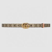 Gucci Unisex Marmont Reversible Thin Belt Beige Ebony GG Supreme Canvas (6)