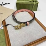 Gucci Unisex Marmont Reversible Thin Belt Beige Ebony GG Supreme Canvas - Image 3