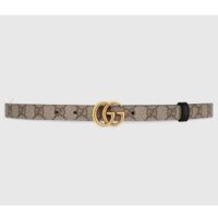 Gucci Unisex Marmont Reversible Thin Belt Black Beige Ebony GG Supreme Canvas (9)