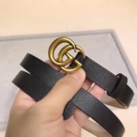 Gucci Unisex Marmont Reversible Thin Belt Black Leather Double G Buckle (7)