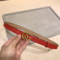 Gucci Unisex Marmont Reversible Thin Belt Red Leather Double G Buckle (7)