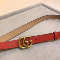 Gucci Unisex Marmont Reversible Thin Belt Red Leather Double G Buckle (7)