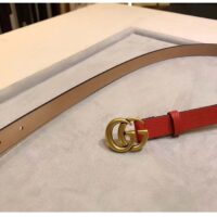 Gucci Unisex Marmont Reversible Thin Belt Red Leather Double G Buckle (7)