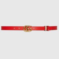 Gucci Unisex Marmont Reversible Thin Belt Red Leather Double G Buckle (7)