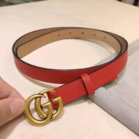 Gucci Unisex Marmont Reversible Thin Belt Red Leather Double G Buckle (7)