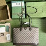 Gucci Unisex Ophidia Large Tote Bag Beige Ebony GG Supreme Canvas – Image 6