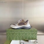 Gucci Unisex Run Sneaker Grey Brown Suede Interlocking G Bi-Color Rubbe Low Heel – Image 5
