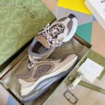 Gucci Unisex Run Sneaker Grey Brown Suede Interlocking G Bi-Color Rubbe Low Heel – Image 3