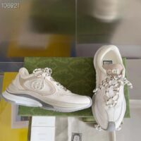 Gucci Unisex Run Sneaker White Suede Interlocking G Bi-Color Rubbe Low Heel (1)