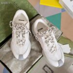Gucci Unisex Run Sneaker White Suede Interlocking G Bi-Color Rubbe Low Heel - Image 3