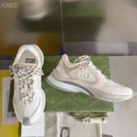 Gucci Unisex Run Sneaker White Suede Interlocking G Bi-Color Rubbe Low Heel (1)