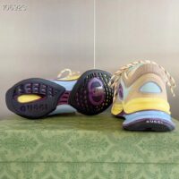 Gucci Unisex Run Sneaker Yellow Suede Interlocking G Bi-Color Rubbe Low Heel (7)