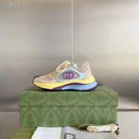 Gucci Unisex Run Sneaker Yellow Suede Interlocking G Bi-Color Rubbe Low Heel (7)
