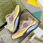 Gucci Unisex Run Sneaker Yellow Suede Interlocking G Bi-Color Rubbe Low Heel – Image 3