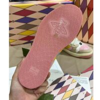 Gucci Unisex Screener GG Sneaker Light Pink Canvas Beige Suede Bi-Color Rubber Flat (3)
