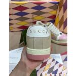 Gucci Unisex Screener GG Sneaker Light Pink Canvas Beige Suede Bi-Color Rubber Flat - Image 9