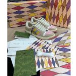 Gucci Unisex Screener GG Sneaker Light Pink Canvas Beige Suede Bi-Color Rubber Flat - Image 2