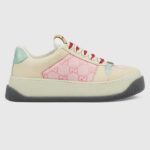 Gucci Unisex Screener Sneaker Rosa GG Canvas Tvåfärgade Grova Snören