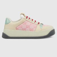 Gucci Unisex Screener Sneaker Pink GG Canvas Bi-Color Chunky Laces (11)