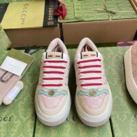 Gucci Unisex Screener Sneaker Pink GG Canvas Bi-Color Chunky Laces (11)