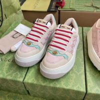 Gucci Unisex Screener Sneaker Pink GG Canvas Bi-Color Chunky Laces (11)