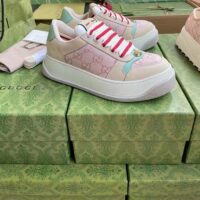 Gucci Unisex Screener Sneaker Pink GG Canvas Bi-Color Chunky Laces (11)