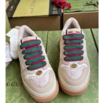 Gucci Unisex Screener Sneaker White GG Lamé Canvas Bi-Color Chunky Laces - Imagen 2