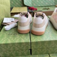 Gucci Unisex Screener Sneaker White GG Lamé Canvas Bi-Color Chunky Laces (7)