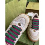 Gucci Unisex Screener Sneaker White GG Lamé Canvas Bi-Color Chunky Laces - Imagen 7