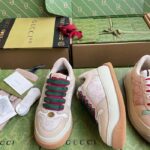 Gucci Unisex Screener Sneaker White GG Lamé Canvas Bi-Color Chunky Laces - Imagen 6