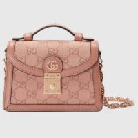 Gucci Women Dionysus GG Mini Shoulder Bag Pink Canvas Leather Padlock Closure (1)