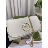 Gucci Women GG Blondie Continental Chain Wallet White Leather Round Interlocking G (8)