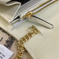 Gucci Women GG Blondie Continental Chain Wallet White Leather Round Interlocking G (8)