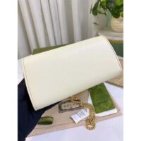 Gucci Women GG Blondie Continental Chain Wallet White Leather Round Interlocking G (8)