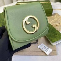 Gucci Women GG Blondie Medium Chain Wallet Green Leather Round Interlocking G (3)