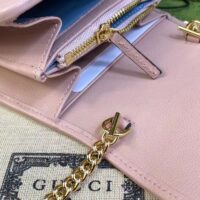 Gucci Women GG Blondie Medium Chain Wallet Pink Leather Round Interlocking G (4)