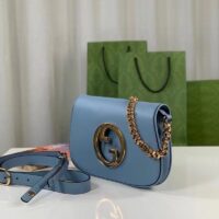 Gucci Women GG Blondie Mini Bag Light Blue Leather Round Interlocking G (7)